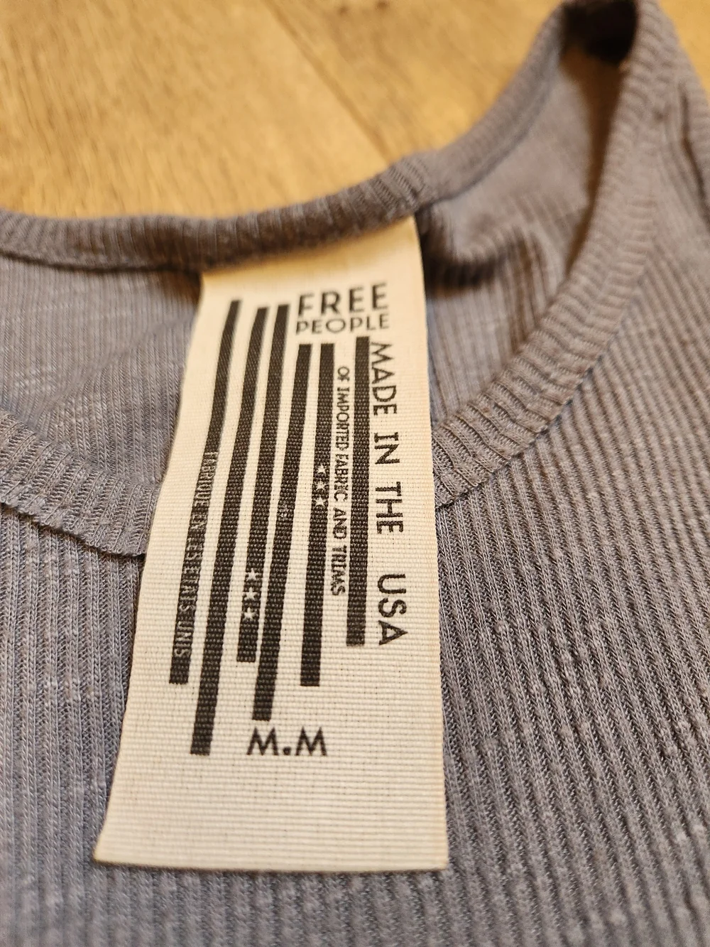 Free People Rayon Slub Beach Ribbed Tank Top Gray Medium